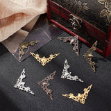 120Pcs 4 Colors Iron Filigree Joiners, Hollow, Triangle, Mixed Color, 30x57x1mm, 30pcs/color