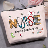 Polycotton Custom Canvas Stroage Bags,  Metal Zipper Pouches, Rectangle with Word Nurse, Word, 18x25cm