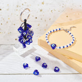 Handmade Evil Eye Lampwork Beads Strands, Heart, Medium Blue, 12x12x6mm, Hole: 1.4mm, about 33pcs/strand, 14.37''(36.5cm)