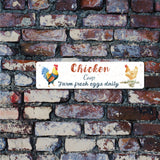 Vintage Metal Tin Sign, Chicken Coop Farm Fresh Eggs Daily, Iron Wall Decor for Bars, Restaurants, Cafes Pubs, Rectangle, 10x40x0.03cm