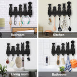 Wood & Iron Wall Mounted Hook Hangers, Decorative Organizer Rack, with 2Pcs Screws, 5 Hooks for Bag Clothes Key Scarf Hanging Holder, Dog, 200x300x7mm.
