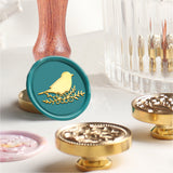 Brass Wax Seal Stamp with Handle, for DIY Scrapbooking, Bird Pattern, 89x30mm