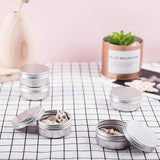 Round Aluminium Tin Cans, Aluminium Jar, Storage Containers for Cosmetic, Candles, Candies, with Screw Top Lid, Platinum, 5.7x2.7cm, Capacity: 50ml, 20pcs/box