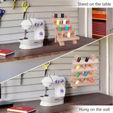 12 Spools Solid Wood Sewing Embroidery Thread Stand, Holder Rack, BurlyWood, 12.5x16cm
