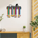 Fashion Iron Medal Hanger Holder, Display Wall Rack, with Screws, Bicycle Pattern, 150x400mm, Hole: 5mm