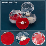 40Pcs Octagon Transparent Plastic Ring Boxes, Jewelry Box, Red, 3.8x3.8x3.8cm