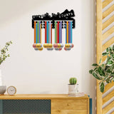 Sports Theme Iron Medal Hanger Holder Display Wall Rack, 3-Line, with Screws, Word Every Little Step Counts, Word, 130x290mm