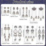 8 Pairs 8 Style Zinc Alloy Dangle Stud Earrings for Women, Antique Silver, 43~115mm, Pin: 0.6~1mm, 1 pair/style