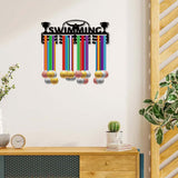 Fashion Iron Medal Hanger Holder Display Wall Rack, with Screws, Swimming Pattern, 141x400mm, Hole: 5mm