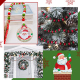 DIY Christmas Decoration Making Kits, Including Christmas Tree & Reindeer & Snowflake Wood Pendant and Round Beads, Jute Cord, Mixed Color