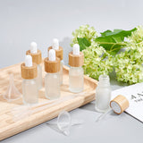 Frosted Glass Dropper Bottles, with Dropper and Bamboo Lids, Perfume Essence Liquid Cosmetic Containers, with Plastic Transfer Pipettes & Funnel Hopper, Mixed Color, 2.5x8.2cm, Capacity: 10ml, 6pcs