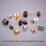 Brass Cord Ends, Mixed Color, 14x10.8x3cm, about 150pcs/box