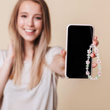 3Pcs 3 Colors Flower Plastic Beaded Mobile Phone Lanyard Wrist Strap, Cute Phone Charm Anti-Lost Strap for Women Girls, Mixed Color, 21.5cm, 1pc/color