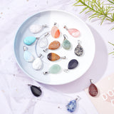 DIY Teardrop Pendant Necklaces Making Kits, with Gemstone Pendants, Waxed Cotton Cord Necklace Makings and 304 Stainless Steel Women Chain Necklaces, Stainless Steel Color, Necklace: 17.7 inch/18.7 inch, 20pcs/bag