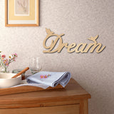 Laser Cut Unfinished Basswood Wall Decoration, for Kids Painting Craft, Home Decoration, Dream, Word, 12x30x0.5cm
