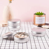 Round Aluminium Tin Cans, Aluminium Jar, Storage Containers for Cosmetic, Candles, Candies, with Screw Top Lid, Platinum, 8.3x2.8cm, Capacity: 100ml, 12pcs/box