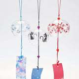 Japanese Wind Chimes, Small Wind Bells Handmade Glass Pendants, for Birthday Gift Home Decors, Mixed Color, 40~42cm, 3pcs/set