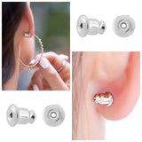 8 Pairs Brass Ear Nuts/Earring Backs, Long-Lasting Plated, Platinum, 6x5mm, Hole: 1mm, 8pairs