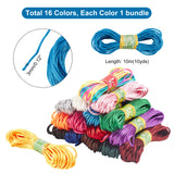 16 Bundles 16 Style Polyester & Nylon Rattail Satin Cords, for Chinese Knotting, Round, Mixed Color, 3mm, 1 bundles/color