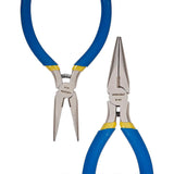 Jewelry Pliers, Iron Long Nose Pliers, Serrated Jaw and Wire Cutter, Dodger Blue, 130x70x10mm