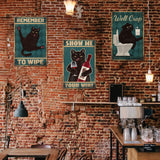 Vintage Metal Tin Sign, Iron Wall Decor for Bars, Restaurants, Cafes Pubs, Rectangle, Cat Pattern, 300x200x0.5mm