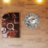 MDF Printed Wall Clock, for Home Living Room Bedroom Decoration, Flat Round, Coffee, 300mm