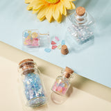 Glass Bottles, with Cork Stopper and Iron Screw Eye Pin Peg Bails, Mixed Shapes, Clear, 20pcs/set