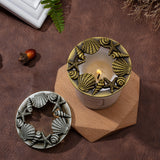 Zinc Alloy Candle Toppers, Candle Lid Candle Accessories, Shades Sleeves for Jar Candles, Flat Round with Leaf and Pine Cone Pattern, Antique Bronze & Antique Silver, 81x12mm, 2colors, 1pc/color, 2pcs/set