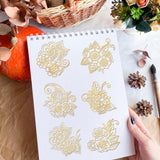 Nickel Decoration Stickers, Metal Resin Filler, Epoxy Resin & UV Resin Craft Filling Material, Golden, Flower, 40x40mm, 9 style, 1pc/style, 9pcs/set