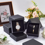 Kraft Paper Cardboard Jewelry Boxes, Bracelet/Watch Box, Square, Black, 8.5x8.5x5.5cm