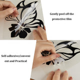 4 Sheets 2 Styles PVC Waterproof Car Stickers, Self-Adhesive Decals, for Vehicle Decoration, Butterfly, Black, 117~154x140~188x0.2mm, Stickers: 50~147x63~132mm, 2 sheets/style