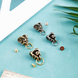 4Pcs 2 Colors Alloy Bag Decorative Demon Skull Head Buckle Clasps, Retro Leather Craft Rivets with Pull Ring & Screw, Antique Bronze & Antique Silver, 1.95x1.55x1.55cm, Ring: 11.5x1.5mm, Inner Diameter: 0.85cm