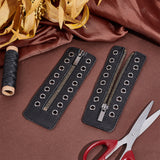 1 Pair Cowhide Leather Lace-in Boot Zipper Inserts, Tieless Shoe Laces, with Nylon and Alloy Findings, Black, 15.7x5.5x0.3cm, Hole: 5mm