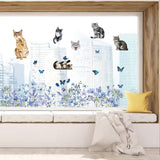 PVC Window Static Stickers, Rectangle Shape, for Window Decoration, Cat Shape, 380x1160mm