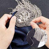 Fashionable Alloy Tassel Epaulettes, Crystal Rhinestone Shoulder Badge, with Cloth, Sew On Patches, Oval, Platinum, 188x52x8.7mm