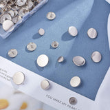 Alloy Shank Buttons, 1-Hole, Flat Round, Platinum, 11.5~20x7mm, Hole: 2mm, 20pcs/size, 100pcs/box