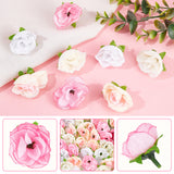 100Pcs 4 Colors Cloth Imitation Rose, Artificial Flower Heads, Festival & Party Supplies, Mixed Color, 36~38x35~35mm, Hole: 2mm, 25pcs/color