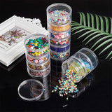 Plastic Bead Containers, Round, 5 Vials, Clear, 7x13.3cm, 4pcs/box