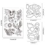 1 Sheet Custom Fairy Tale PVC Plastic Clear Stamps, for DIY Scrapbooking, with 1 Set Carbon Steel Cutting Dies Stencils, Rectangle, Mixed Color, 79x116x0.8mm