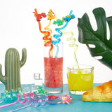 8Pcs 8 Colors PET Spiral Drinking Straws, with Silicone Straw Marking Decors, Dinosaur, Mixed Color, 245~265x27~28mm, 1pc/color