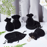 Gourd Velvet Bags, Black, 12x9cm