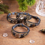 DIY Bracelet Making, with Imitation Leather Bracelet Makings, Alloy Cabochon Setting and Glass Cabochons, Mixed Shapes, Antique Bronze