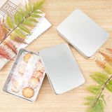 Rectangular Empty Tinplate Boxes, with Slip-on Lids, Mini Portable Box Containers, Matte Silver Color, 15.3x11.2x4cm, Inner Size: 14.5x10.6cm