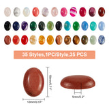 35Pcs 35 Style Natural & Synthetic Gemstone Cabochons, Oval, 18x13x5~8mm, 1pc/style