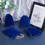 Rectangle Velvet Pouches, Candy Gift Bags Christmas Party Wedding Favors Bags, Dark Blue, 12x10cm
