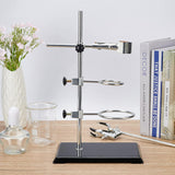 Laboratory Support Stand, with Rod, Lab Clamp, Flask Clamp, Condenser Clamp Stands, Lab Supplies, Platinum, 350mm