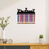 Iron Medal Holder Frame, Medals Display Hanger Rack, 20 Hooks, with Screws, Cheerleader Pattern, 146x400mm, Hole: 5mm