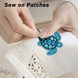 16Pcs 2 Style Polyester Computerized Embroidery Iron on/Sew on Patches, Appliques, Tortoise, 75x64x1mm & 60x58x1.3mm, 8pcs/style