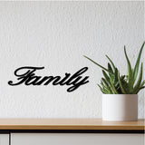 Laser Cut Basswood Wall Sculpture, for Home Decoration Kitchen Supplies, Word Family, Black, 120x300x5mm
