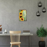 Tinplate Sign Poster, Vertical, for Home Wall Decoration, Rectangle with Word Welcome, Sunflower Pattern, 300x200x0.5mm
